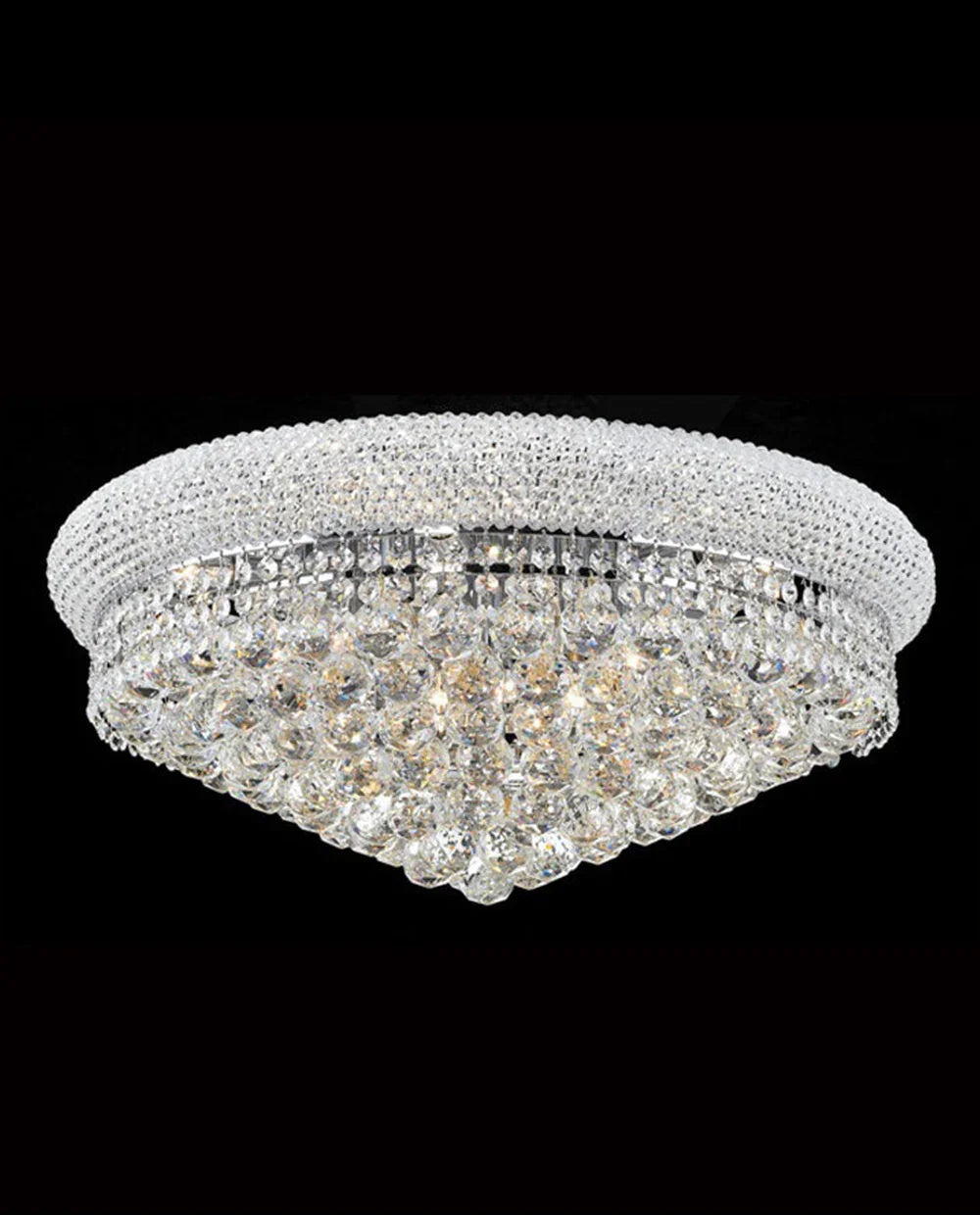 24'' Round Crystal Ceiling Light Empire Flush Mounted Crystal Chandelier