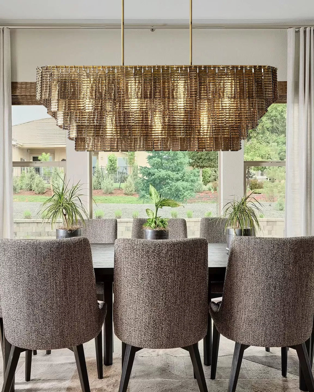 Smoked Glass Linear Chandelier