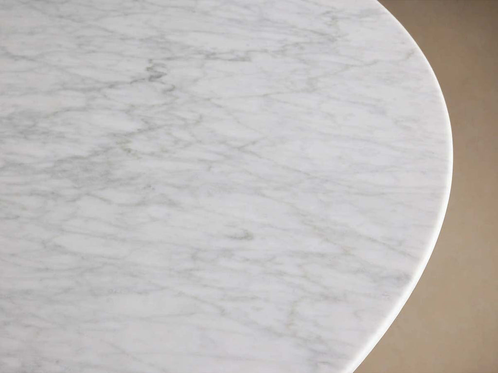 Saint Germain Round Marble Top Dining Table With Wood Dauphine Base