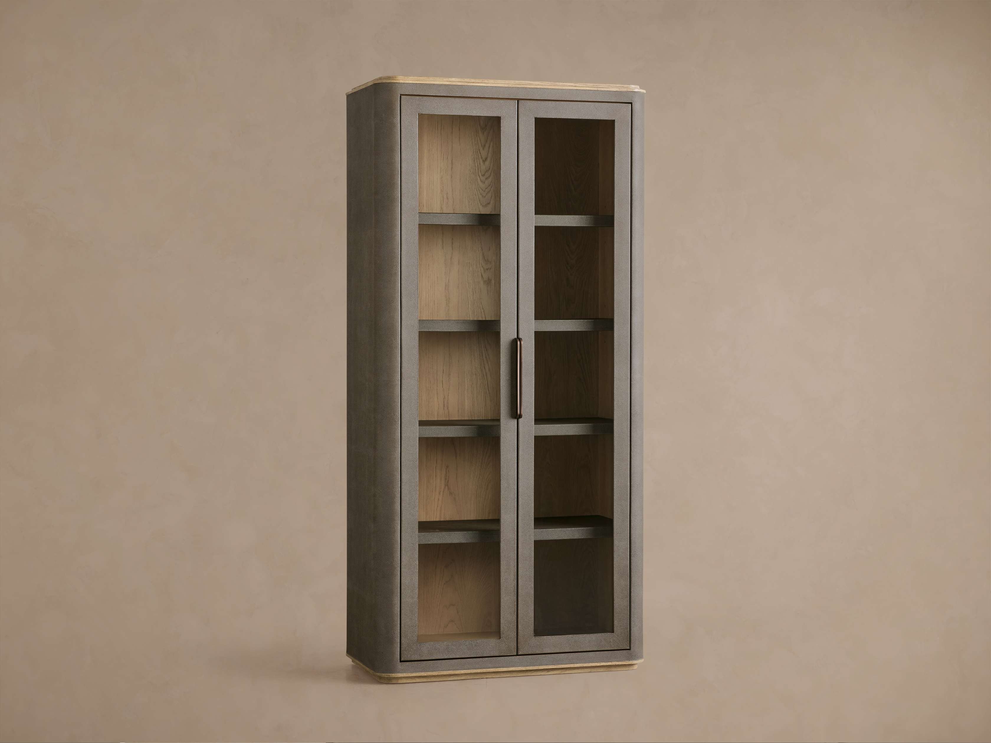 Harrow Tall Display Cabinets with Faux Shagreen Finish