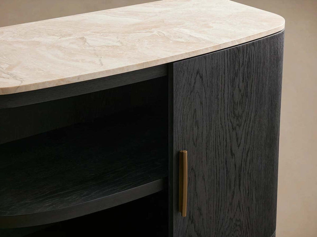 Danny Oak Wood Sideboards Cabinet Marble Top Buffet Cabinet Lockers