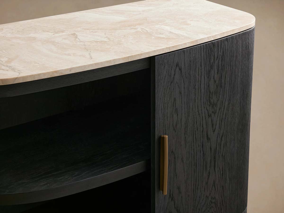 Danny Oak Wood Sideboards Cabinet Marble Top Buffet Cabinet Lockers