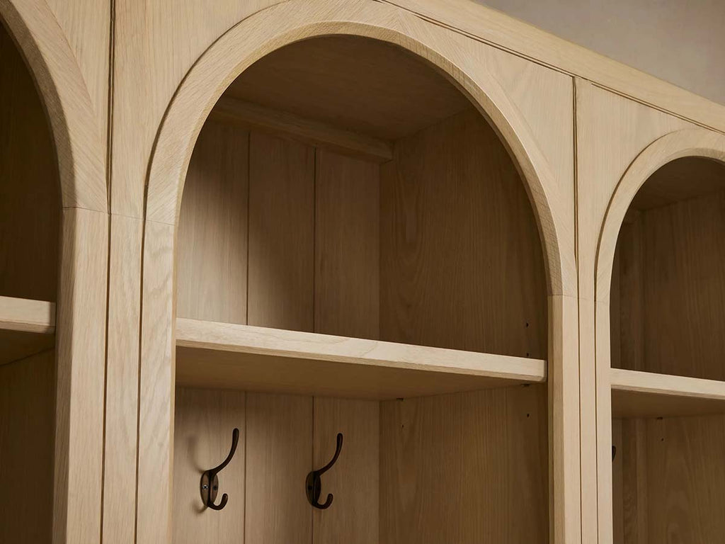 Hattie Oak Wood Entryway Cabinet Storage Tall Cabinet With Hooks