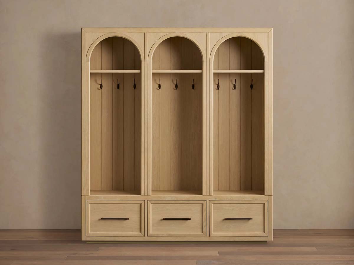 Hattie Oak Wood Entryway Cabinet Storage Tall Cabinet With Hooks