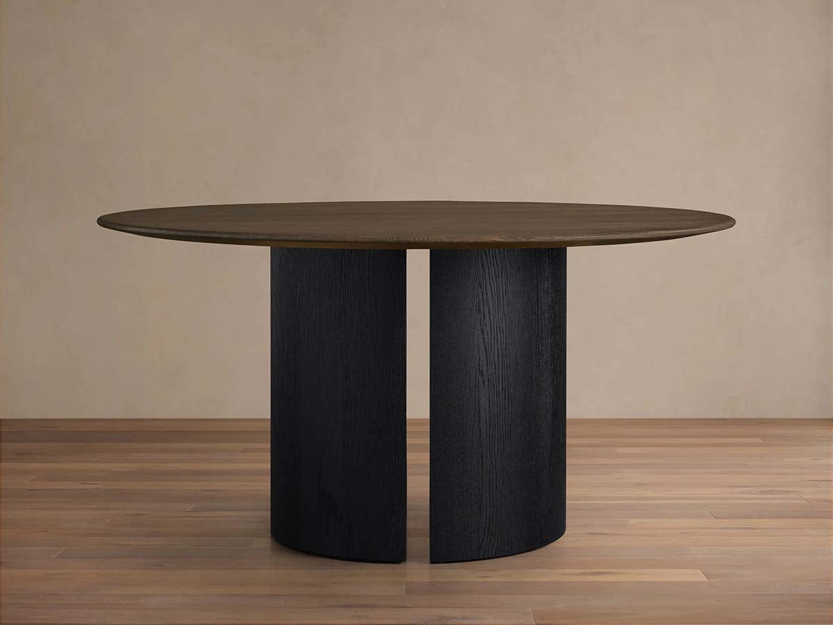 Saint Germain Round Oak Dining Table with Wood Dauphine Base