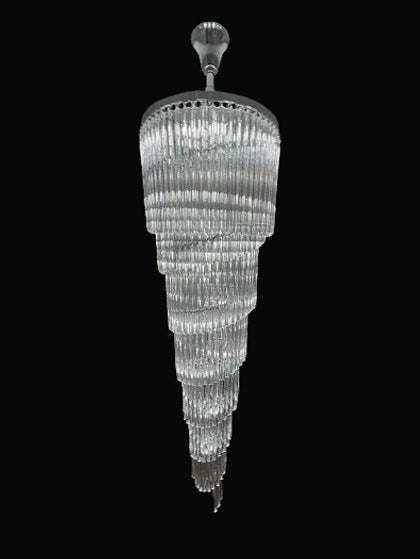 102 Inch Tall Chandelier Modern Spiral Crystal Chandelier for High Ceiling Staircase
