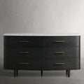 Danny Wood Six-Drawer Dresser with Marble Top Chest Of 6 Drawers Storage Cabinet
