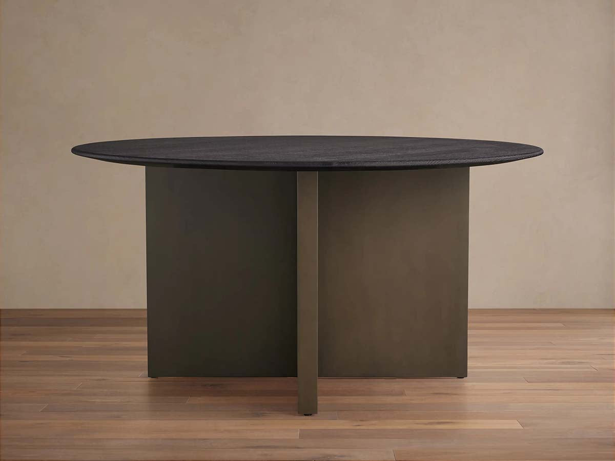 Saint Germain Round Oak Wood Dining Table with Clement Base