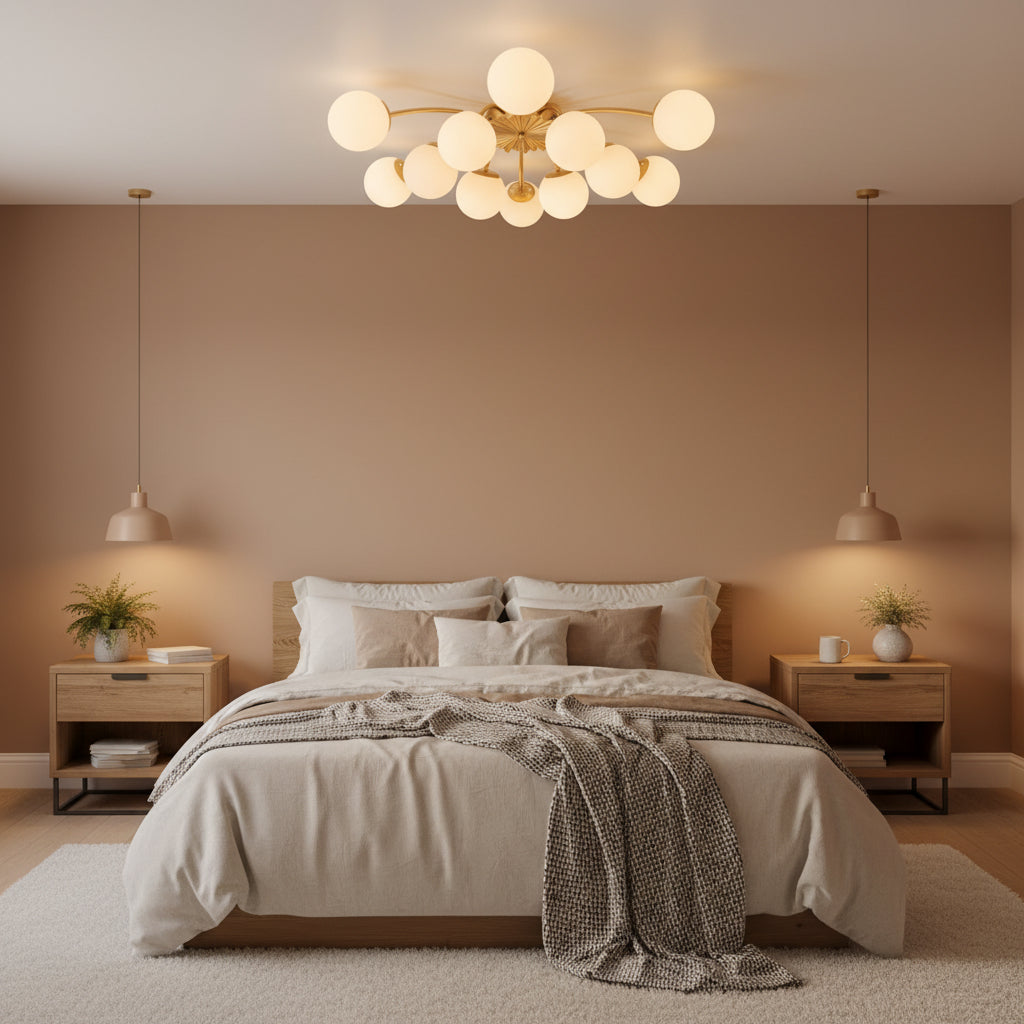 12-Light Bubble Glass Chandelier Semi Flush Ceiling Light