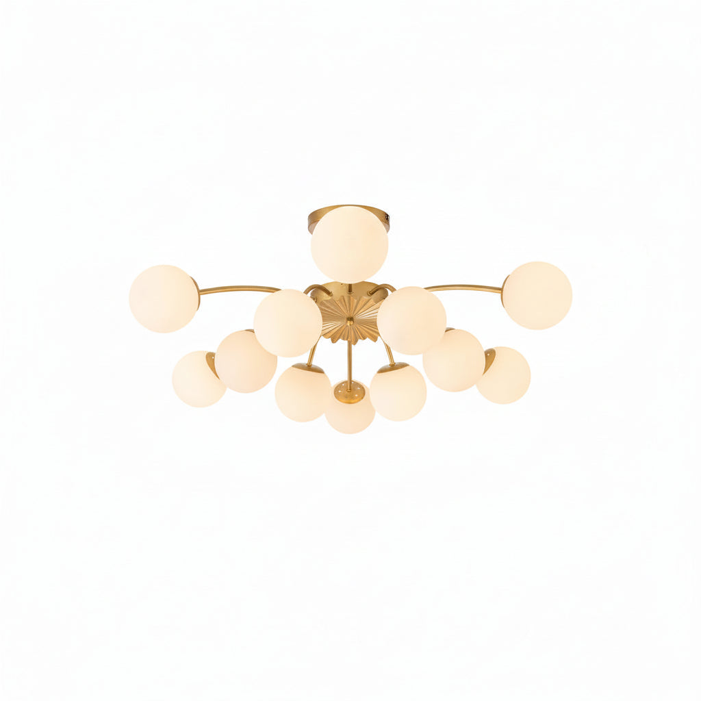 12-Light Bubble Glass Chandelier Semi Flush Ceiling Light