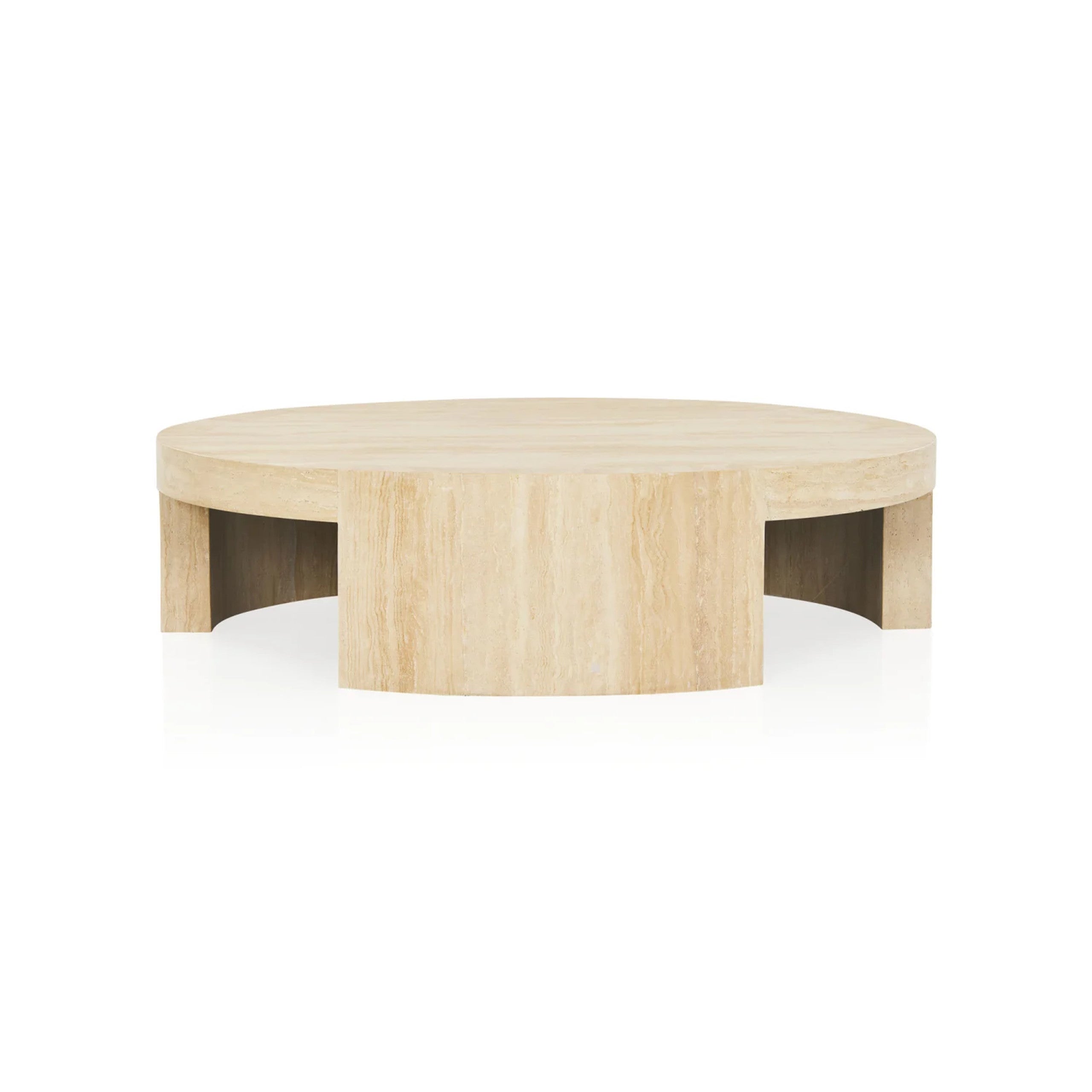 Veneta Round Carrara Marble Coffee Table Living Room Wood Center Tea Table
