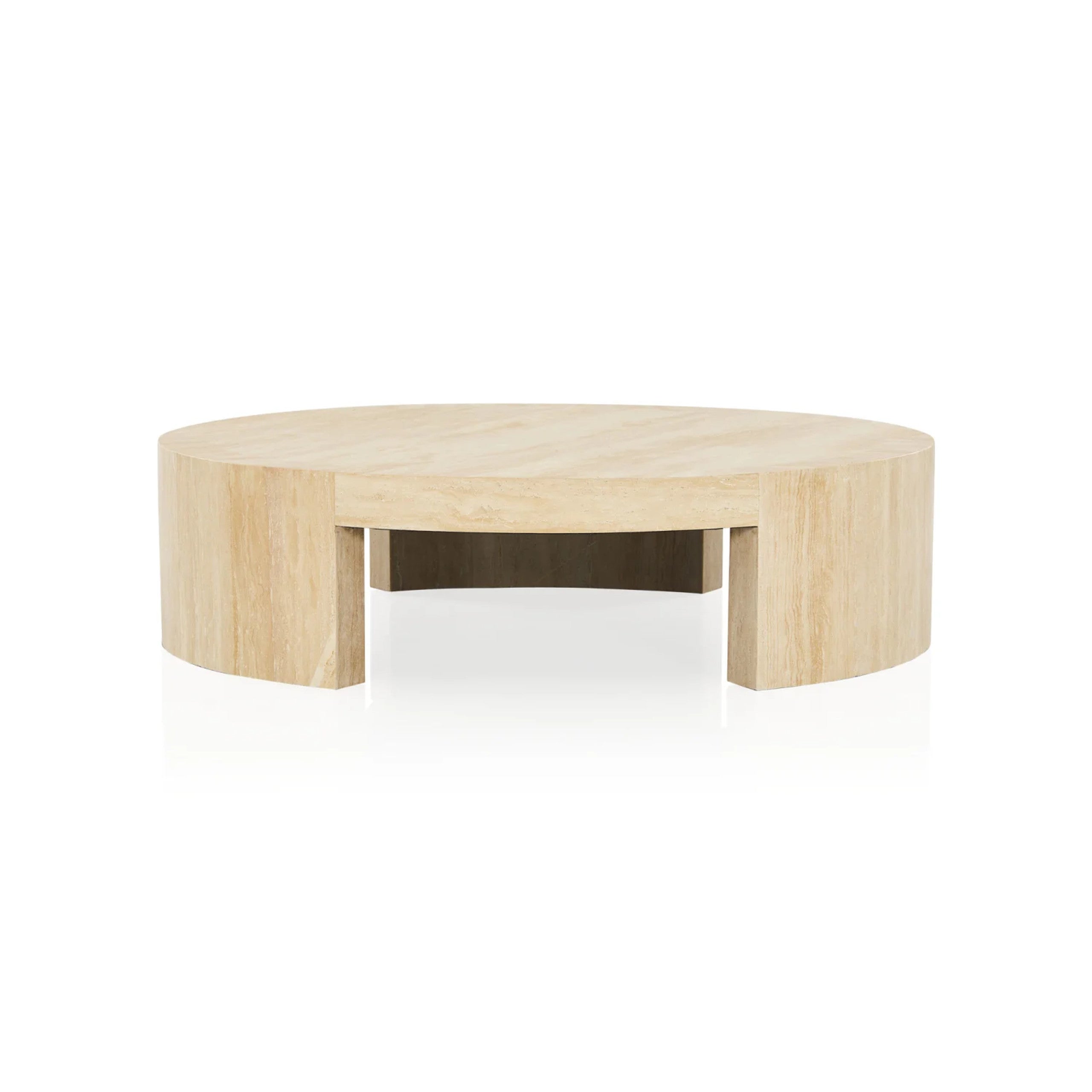 Veneta Round Carrara Marble Coffee Table Living Room Wood Center Tea Table
