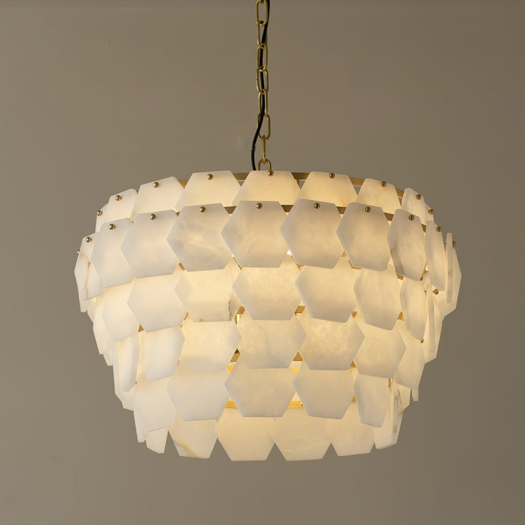 Elegant Hexa Cloud Alabaster Pendant Light - Luxvena
