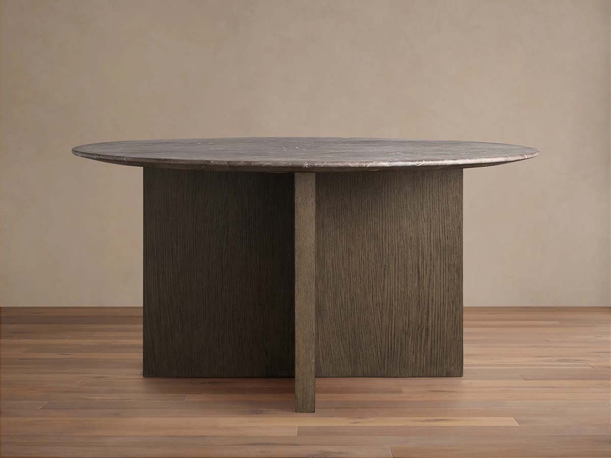 Saint Germain Round Marble Stone Dining Table With Clement Base