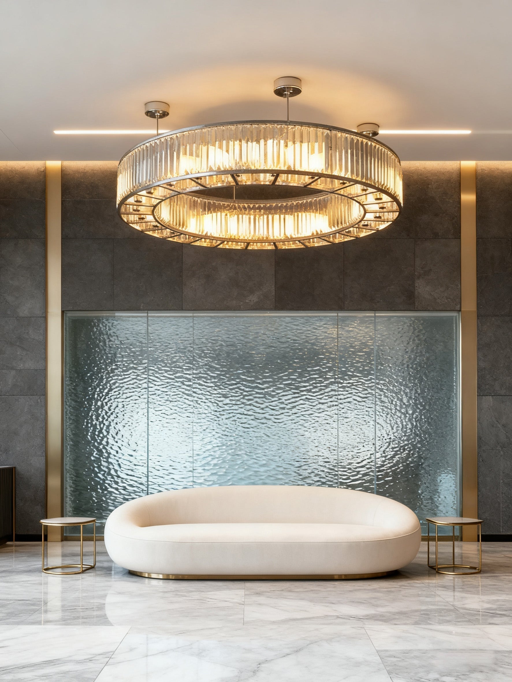 72 Inch Round Semi Flush Mounted Chandelier Big Modern Crystal Chandelier for Event Hall