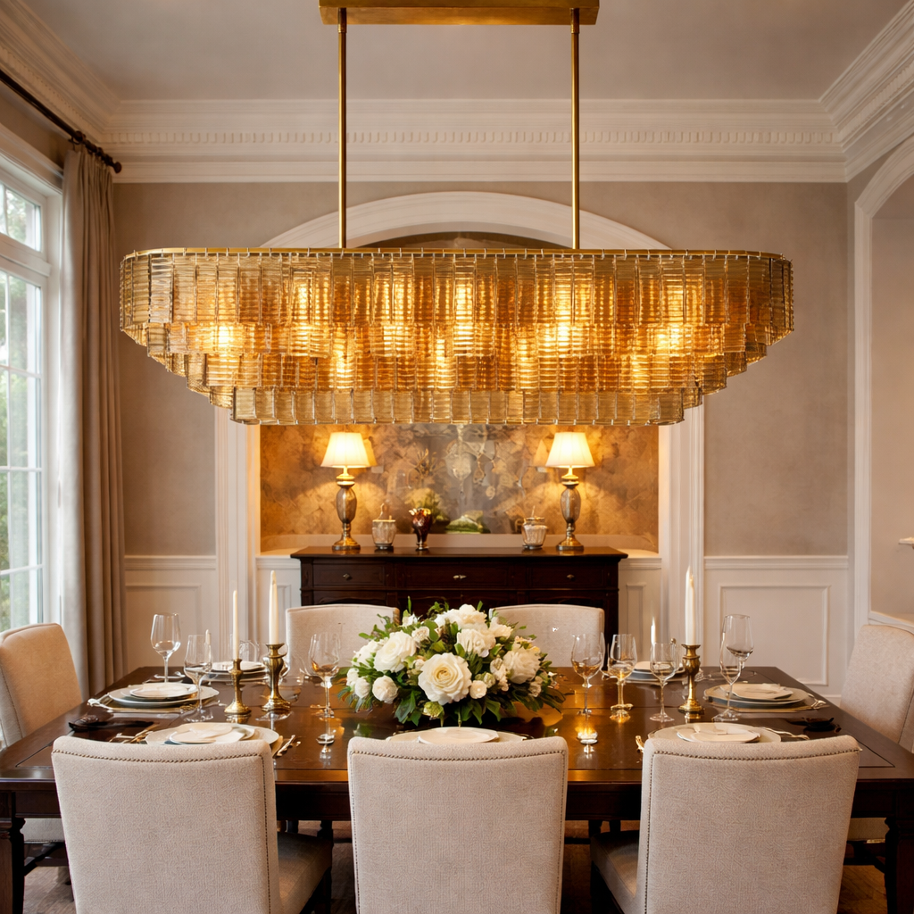 Smoked Glass Linear Chandelier