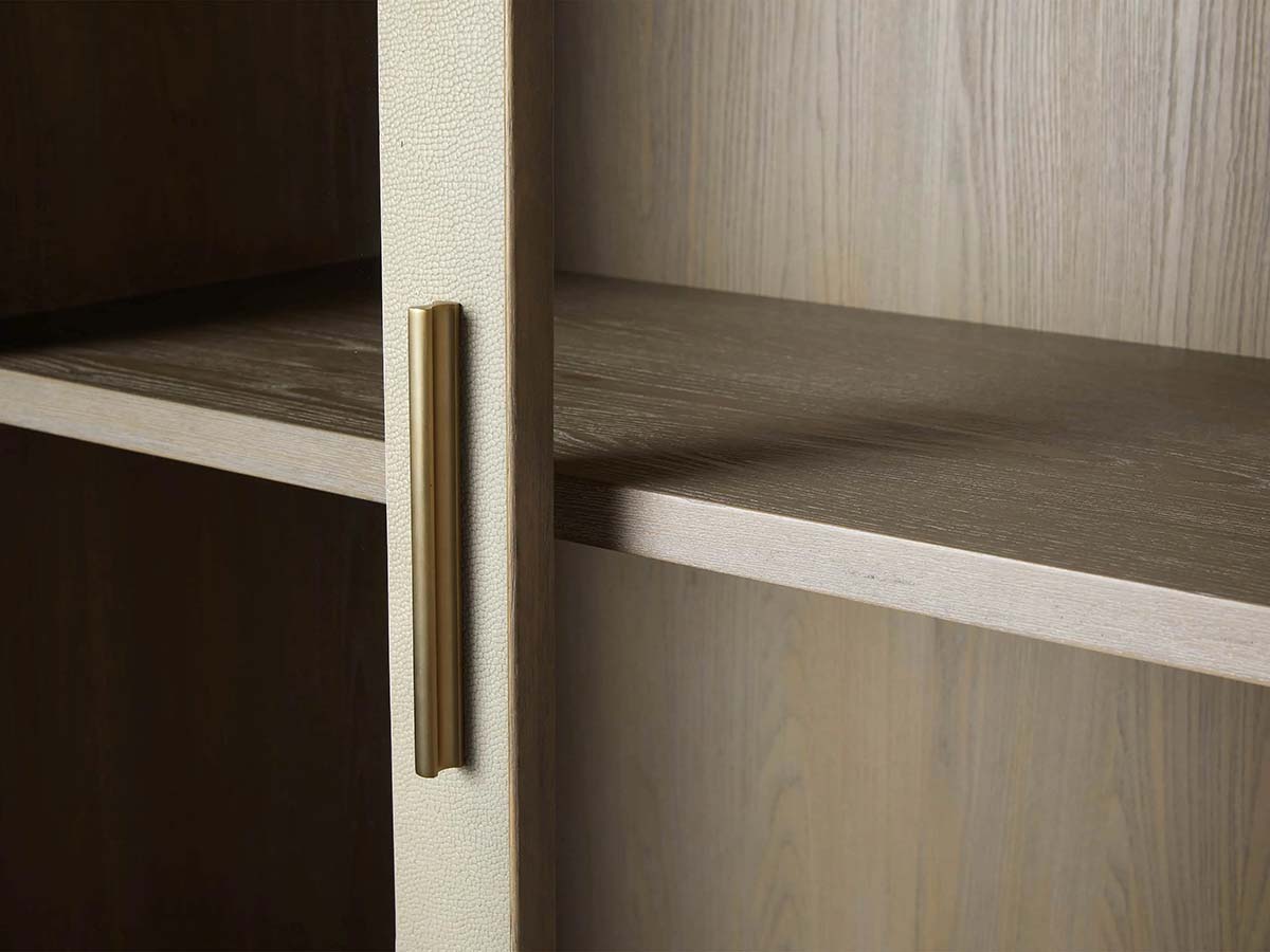 Malone Textured Leather Tall Display Cabinet Wood Storage Cabinet with Glass Doors