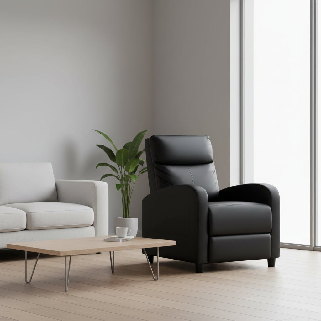 PU Leather Recliner Chair, Adjustable Reclining Sofa with Lumbar Support, Home Theater Seating for Living Room