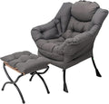 Lazy Accent Chair with Ottoman, Modern Armchair with Side Pocket, Leisure Sofa Chair with Footrest for Small Spaces