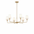 6-Light Brushed Natural Brass Chandelier Classic Ceiling Light Fixture