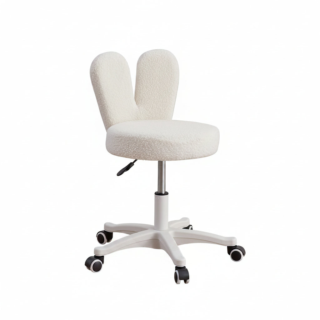 Adjustable Height Swivel Vanity Chair with Wheels, Backrest Makeup Stool for Dressing Room Office Living Room
