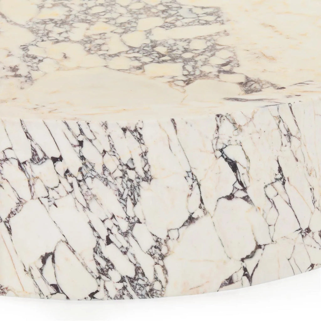 Veneta Round Carrara Marble Coffee Table Living Room Wood Center Tea Table
