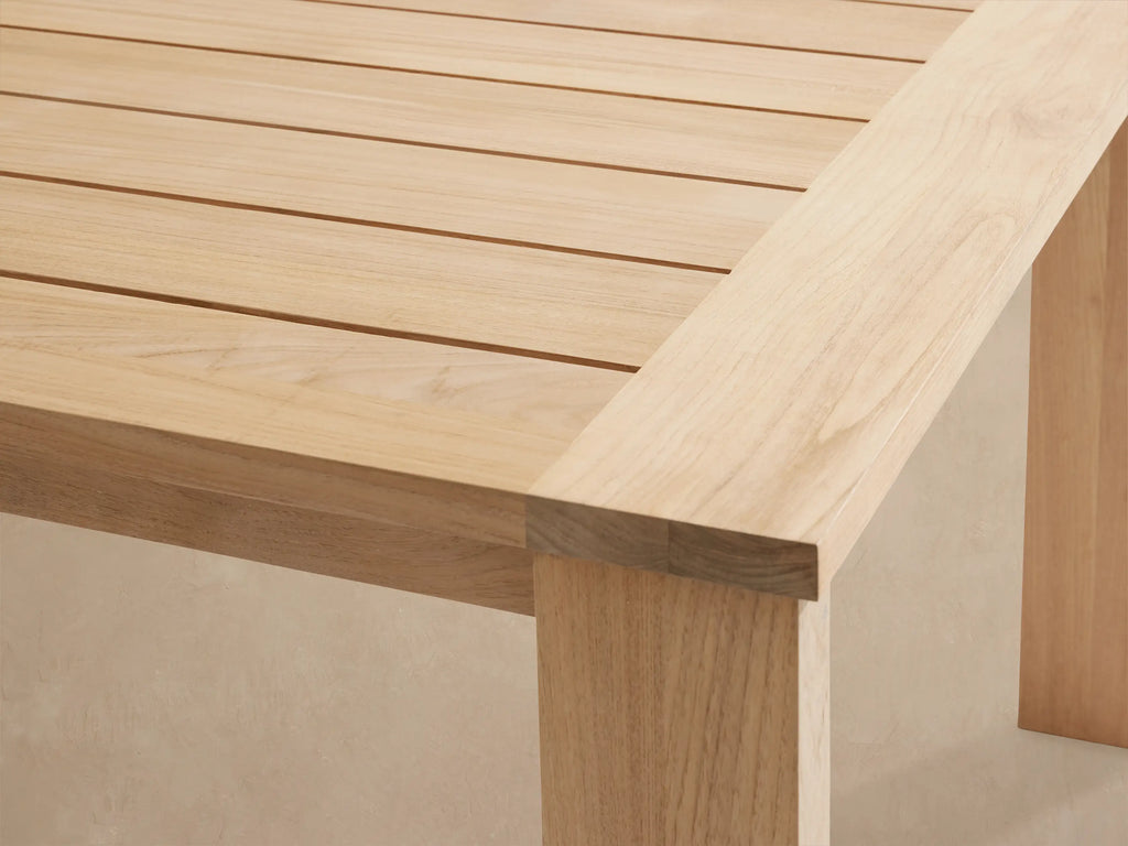Bal Harbour Modern Slatted Teak Outdoor Extension Dining Table in Natural