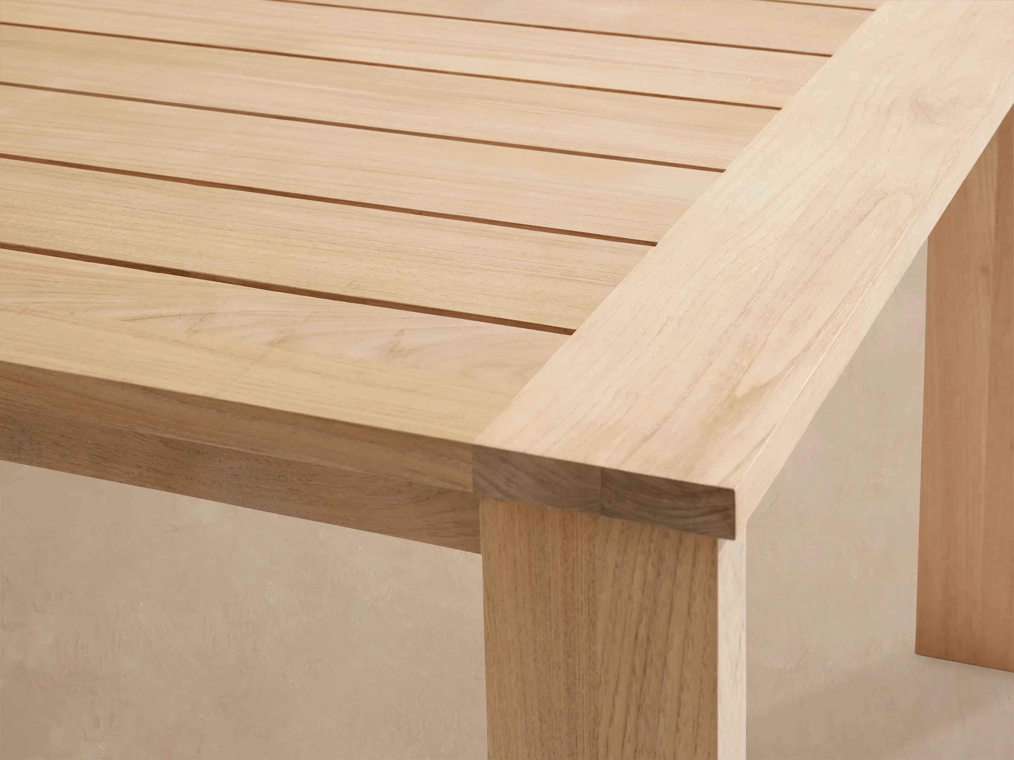 Bal Harbour Modern Slatted Teak Outdoor Extension Dining Table in Natural