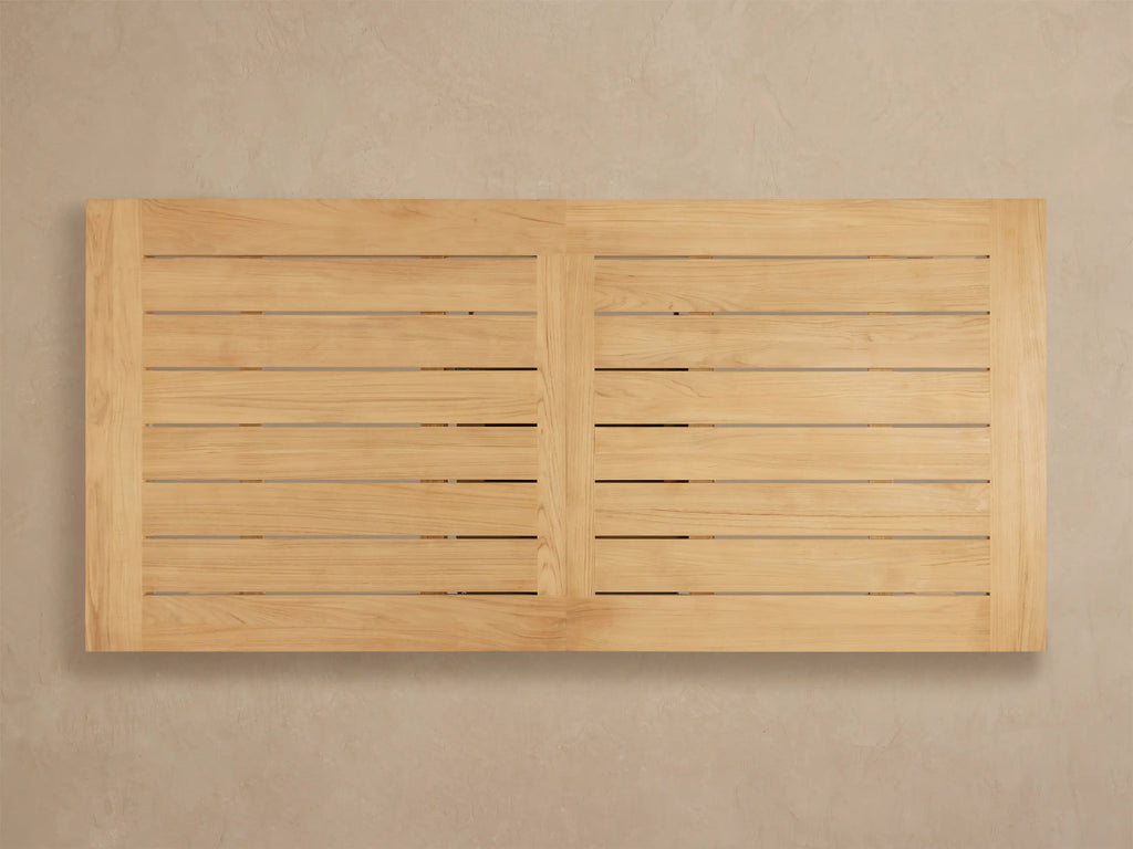 Bal Harbour Modern Slatted Teak Outdoor Extension Dining Table in Natural