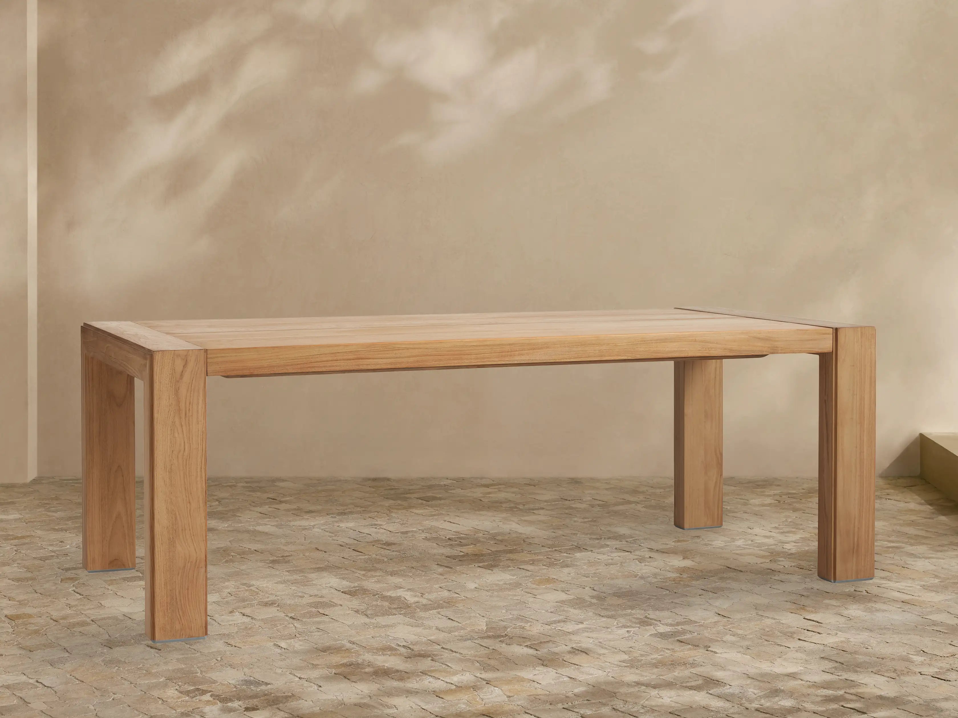 Canyon Teak Outdoor Dining Table for Patio and Modern Outdoor Dining Spaces