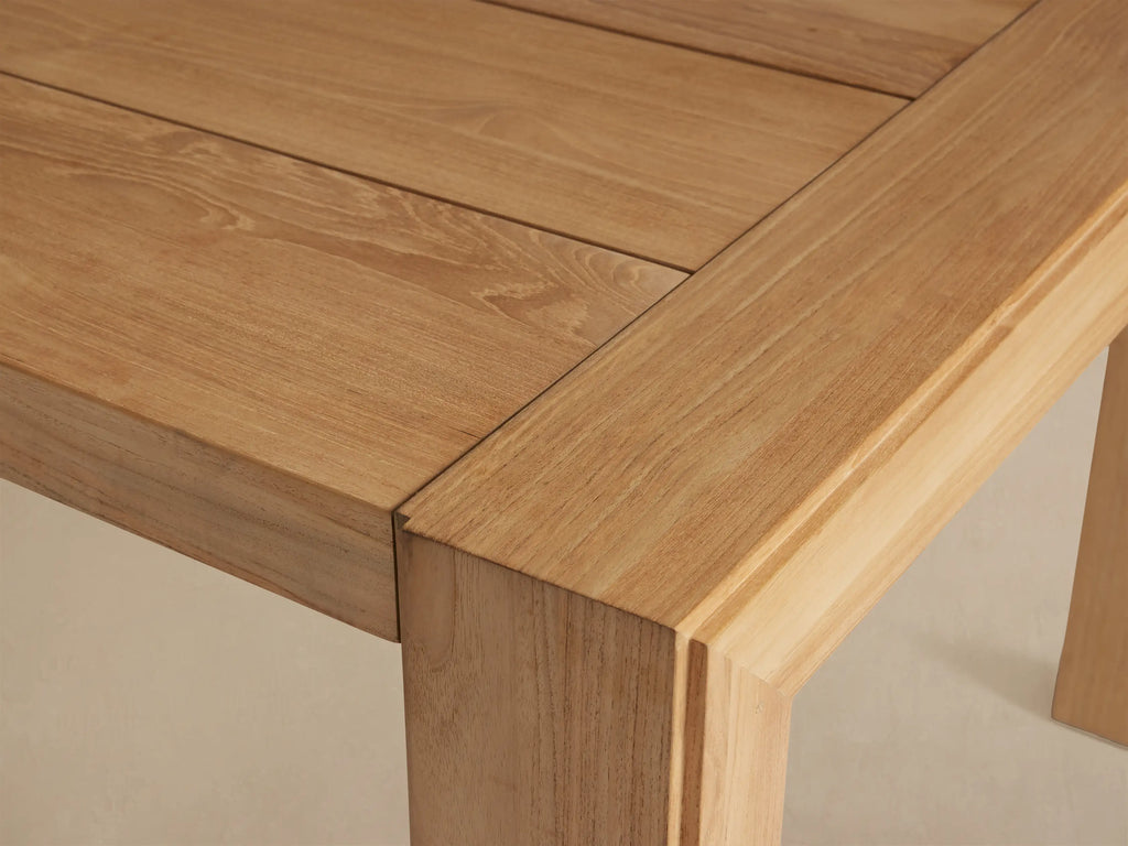 Canyon Teak Outdoor Dining Table for Patio and Modern Outdoor Dining Spaces