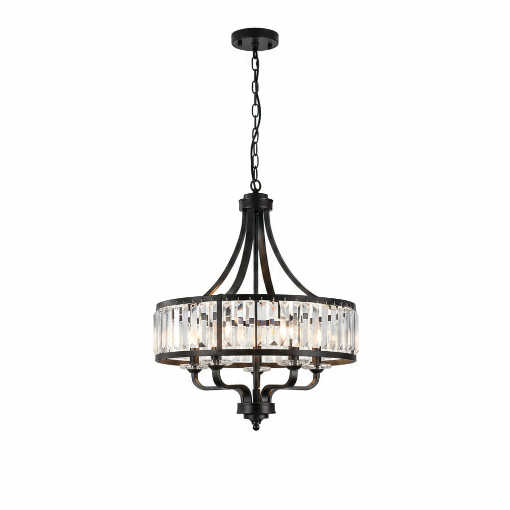 5-light Modern Black Crystal Chandelier