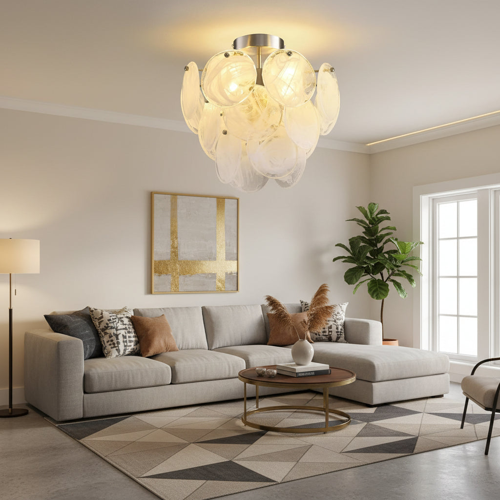 Cloud Glass Semi Flush Ceiling Light