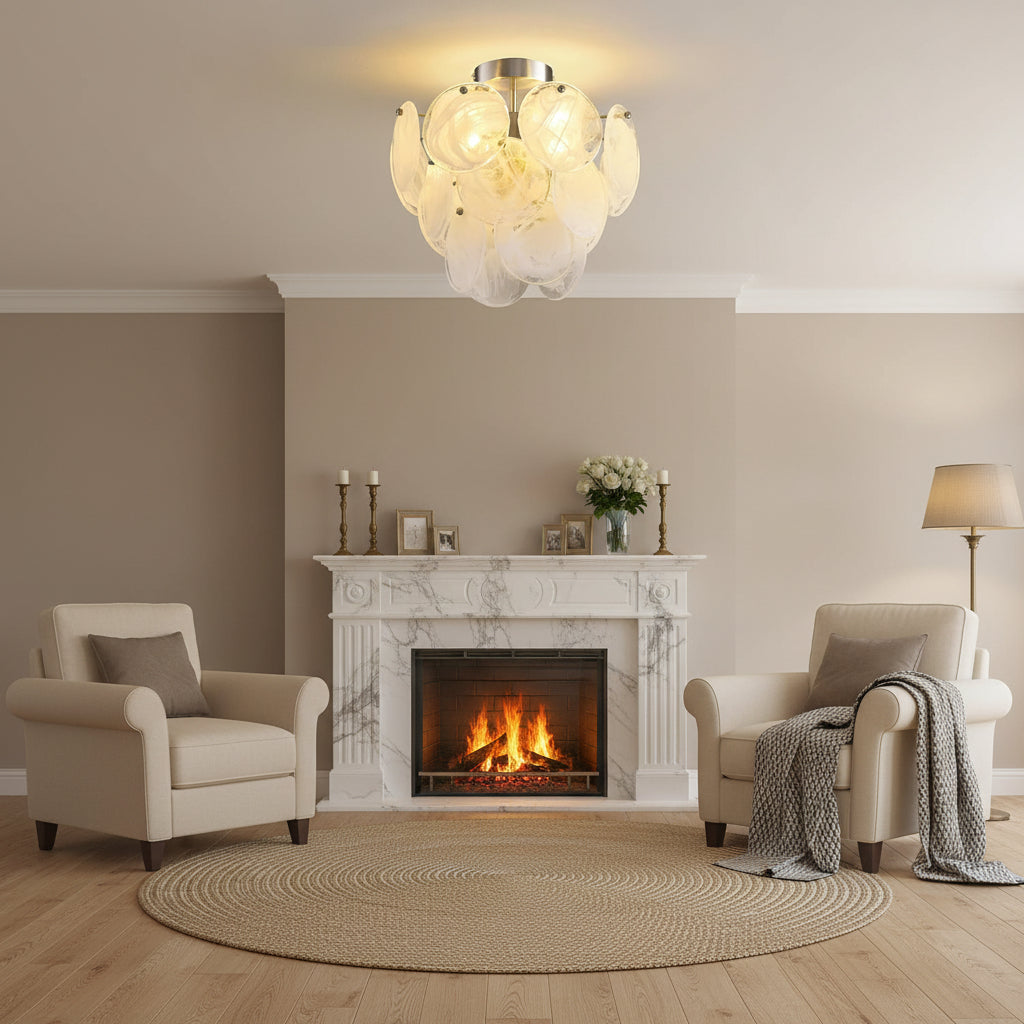 Cloud Glass Semi Flush Ceiling Light