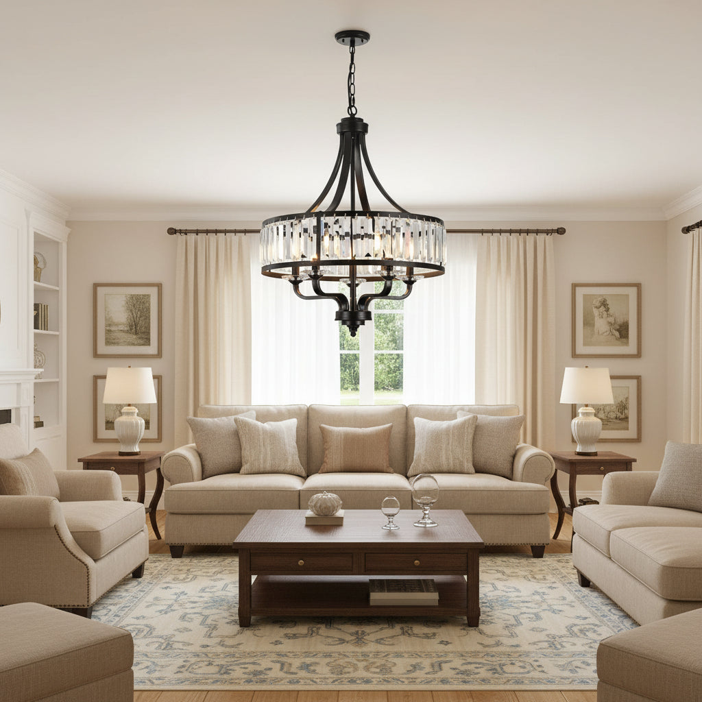 5-light Modern Black Crystal Chandelier