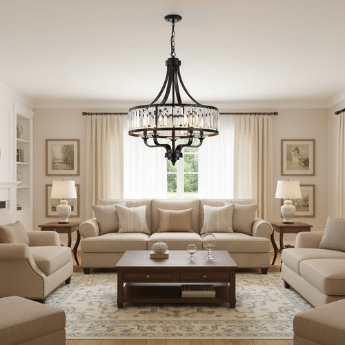 5-light Modern Black Crystal Chandelier