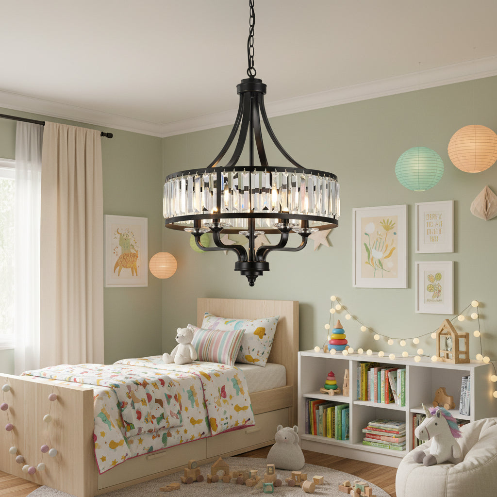 5-light Modern Black Crystal Chandelier