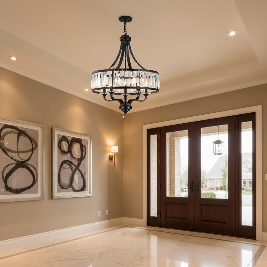 5-light Modern Black Crystal Chandelier