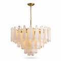Modern Feathery Round Alabaster Round Chandelier