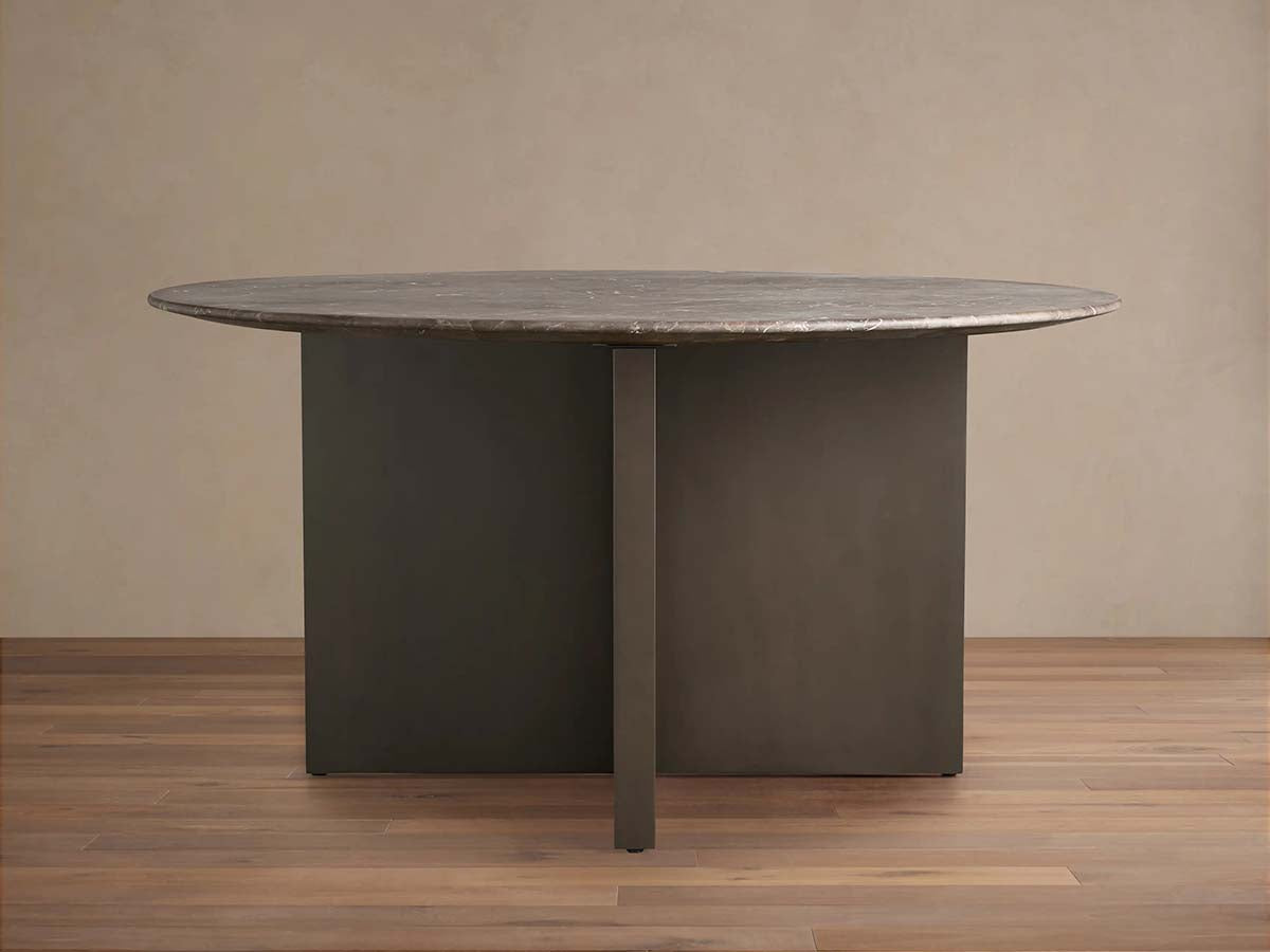 Saint Germain Round Marble Stone Dining Table With Clement Base