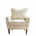 Mid-Century Upholstered Accent Chair, Modern Wide Lounge Chair with Pillow and Solid Wood Legs for Living Room Bedroom