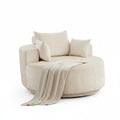 55" Oversized 360° Swivel Chenille Chair, Modern Round Deep Seat Accent Chair, Single Sleeper Sofa for Living Room