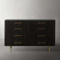 Finnley Wood Eight-Drawer Dresser with Marble or Bluestone Top Rural Chest Of 8 Drawers Cabinet