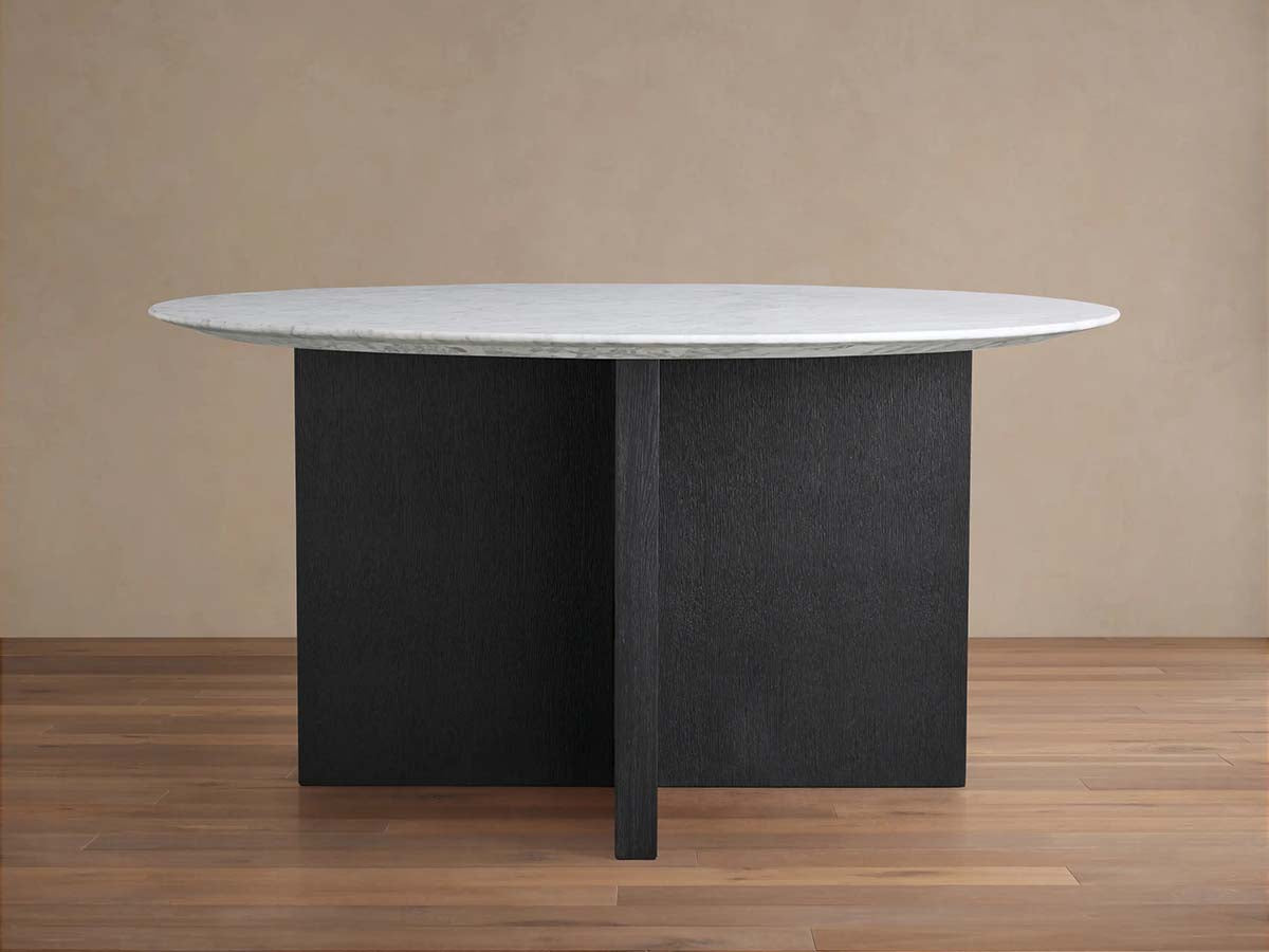 Saint Germain Round Marble Stone Dining Table With Clement Base