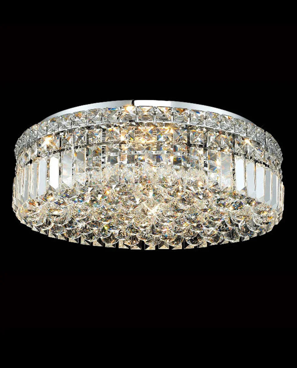 20'' Round Flush Mounted Chandelier Modern Crystal Ceiling Light