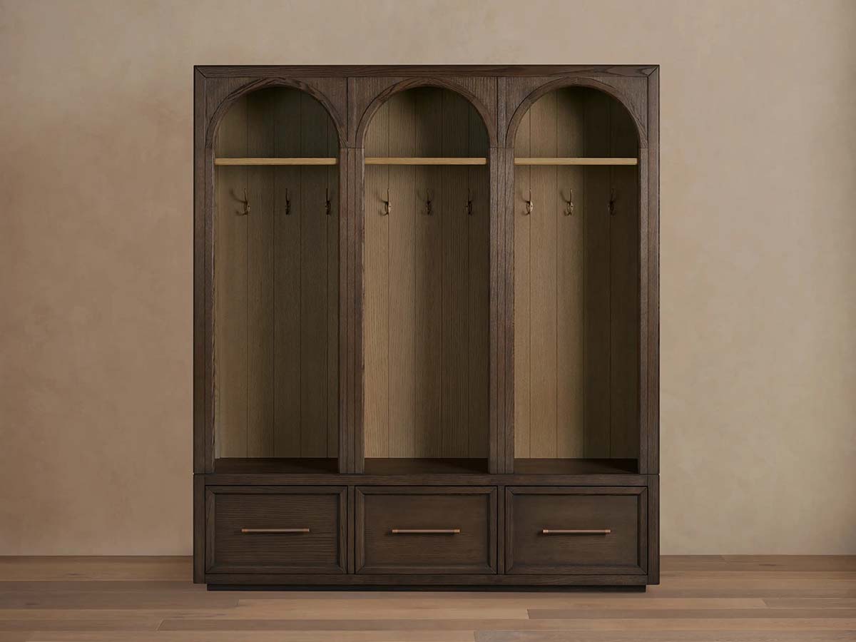 Hattie Oak Wood Entryway Cabinet Storage Tall Cabinet With Hooks