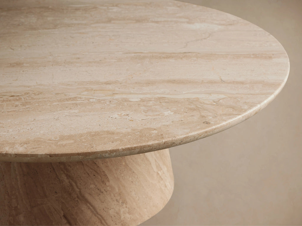 Hemmings Stone Nesting Coffee Table in Italian Marble with Waterfall Design