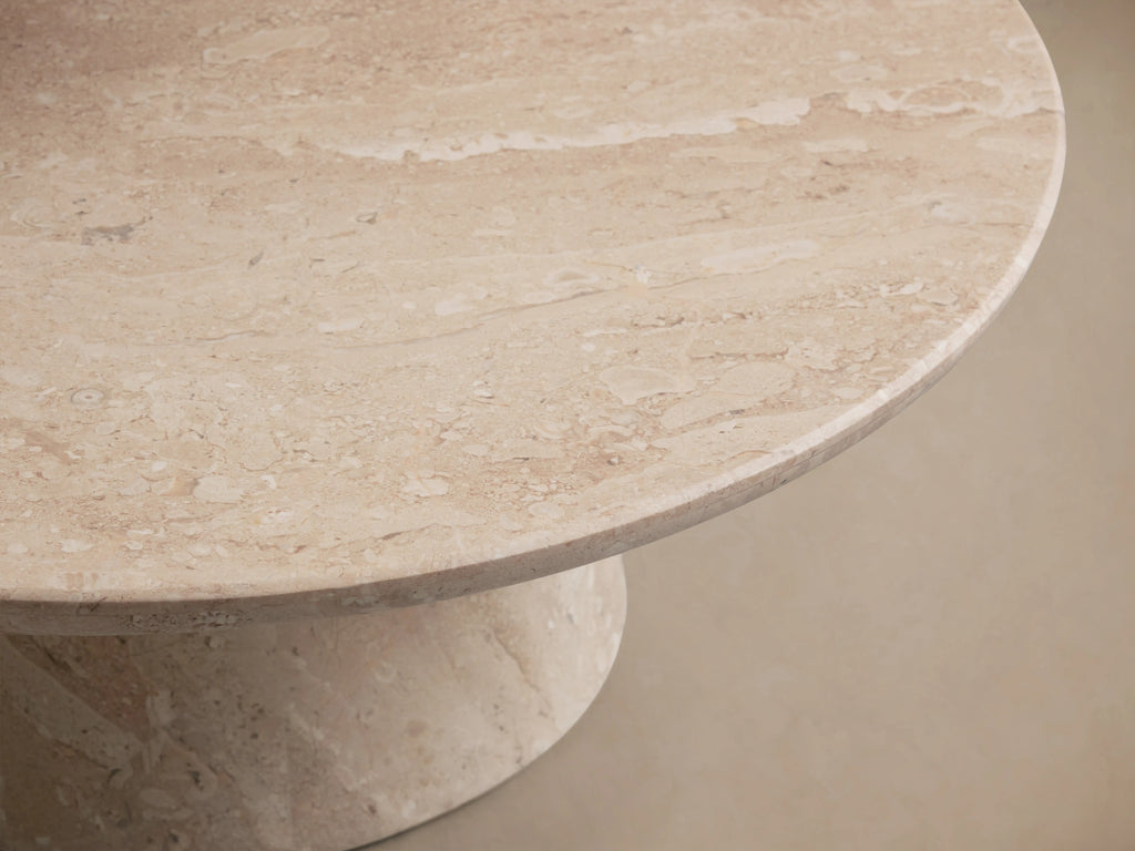 Hemmings Stone Nesting Coffee Table in Italian Marble with Waterfall Design