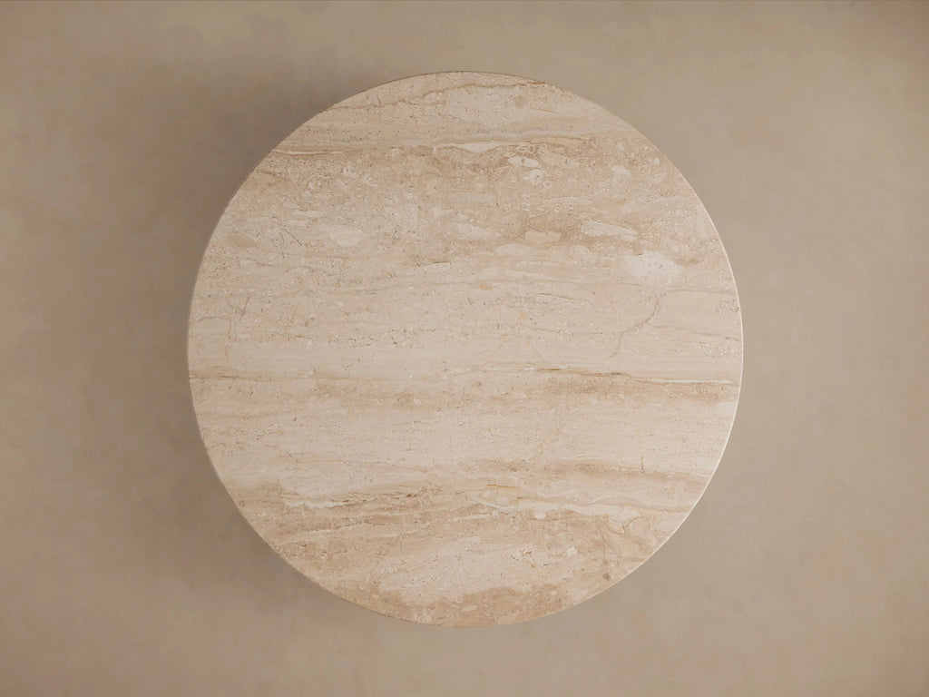 Hemmings Stone Nesting Coffee Table in Italian Marble with Waterfall Design