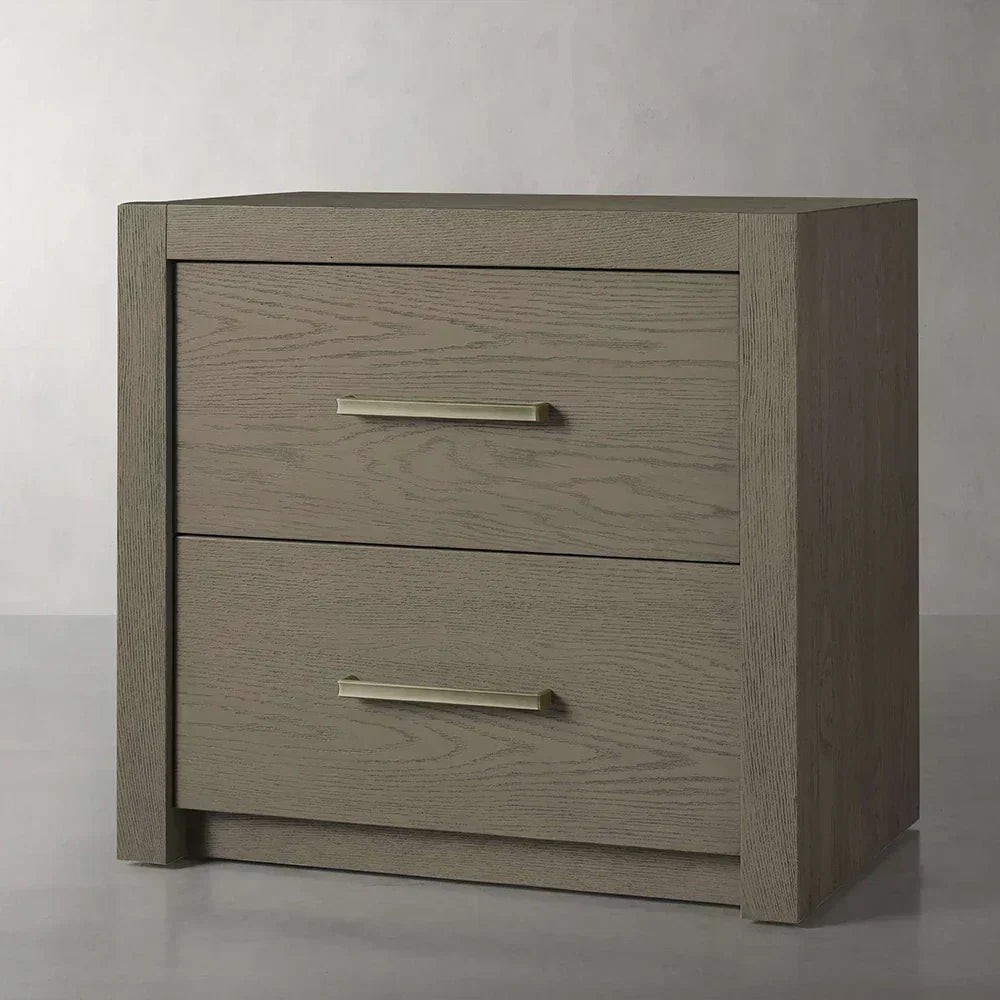 Bodhi Tall Nightstand Wood Night Side Cabinet Rustic Bedside Table Two-Drawer Chest